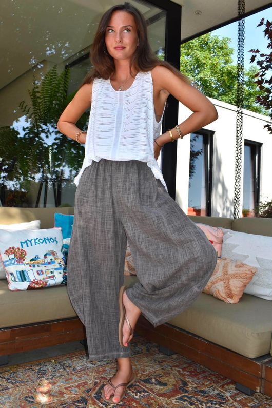 Frame Cotton Vintage Wash 7/8 Barrel Pant Chocolate